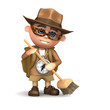 3d Adventurer sweeps with a broom