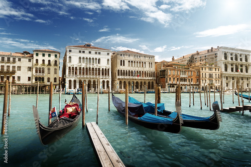 Photo: gondolas in Venice, Italy. gondolas in Venice, Italy.