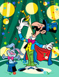 The magician with a rabbit in a circus