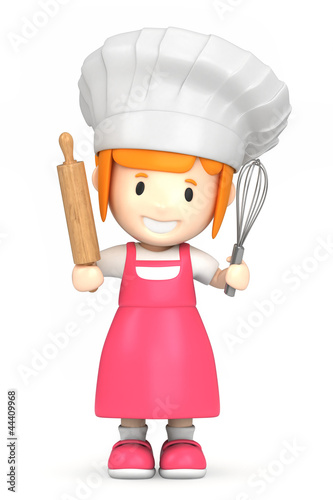 Illustration: 3d render of a little baker 3d render of a little baker