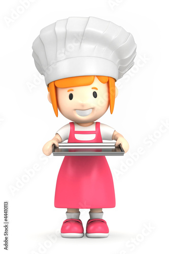 Illustration: 3d render of a little baker 3d render of a little baker