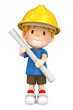 3d render of a little engineer/architect