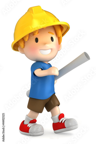 Illustration: 3d render of a little engineer/architect 3d render of a little engineer/architect
