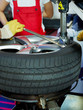 Fitting a tyre in a garage