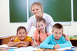 Teacher and schoolkids