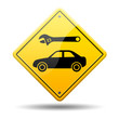 Señal amarilla reparacion de coches