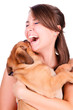 young woman with bullmastiff