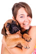 young woman with bullmastiff