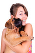 young woman with bullmastiff