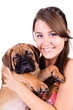 young woman with bullmastiff