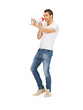 handsome man with megaphone