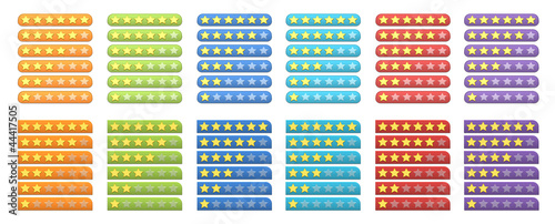 Illustration: A complete set of colorful rating stars for web A complete set of colorful rating stars for web