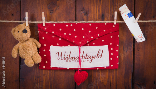 Photo: Weihnachtsgeld - rustikal mit Teddybär Weihnachtsgeld - rustikal mit Teddybär