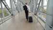 Video: businessman with bag in transit station overpass businessman with bag in transit station overpass