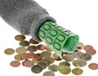 Sparstrumpf mit Euro Geld Scheinen und Euros