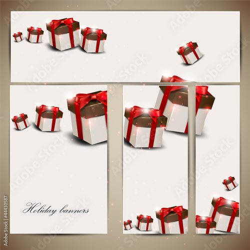 Vector: Set of holiday banners with gifts. Vector illustration Set of holiday banners with gifts. Vector illustration