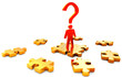Illustration: person searchs right solution in puzzles person searchs right solution in puzzles