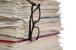 Pile of papers on white