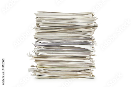Photo: Pile of papers on white Pile of papers on white