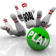 Plan Bowling Ball Hits Goal Pins Goals Accomplished