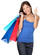 Shopping woman thumbs up success