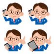 ビジネスマン　携帯　タッチパネル