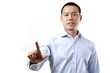 Business man touching an imaginary screen