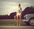 Young sexy girl on the road