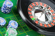 Roulette wheel in casino closeup