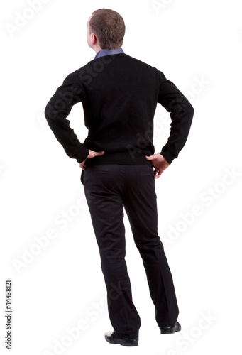 Photo: back view of Business man looks ahead back view of Business man looks ahead