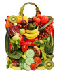 frisches Obst und Gemüse in Form einer Tasche