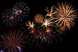 Fireworks on the black sky