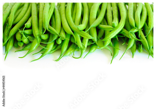 Photo: Green Beans Pile on White Backgrounds Green Beans Pile on White Backgrounds