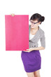 Businesswoman with blank board