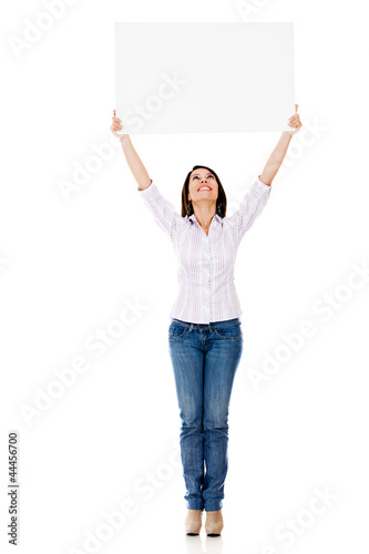 Photo: Woman with a banner Woman with a banner