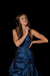 thinking blue dress