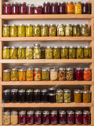 Photo: Shelves of canned goods Shelves of canned goods