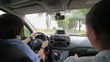 Video: Two female friends driving in a car and talking, rear view Two female friends driving in a car and talking, rear view