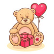 Vektor: teddy and gift teddy and gift