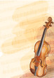 Violin on music background with handmade notes.