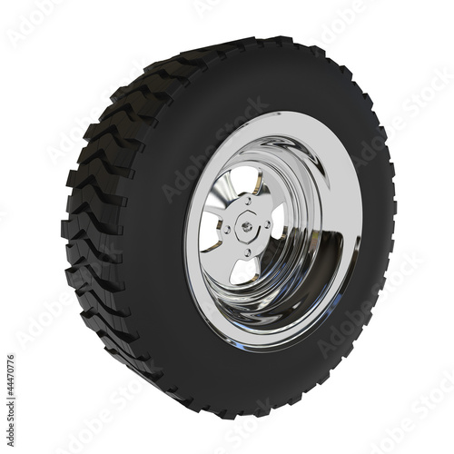 Illustration: Off-road Car Wheel isolated on white Off-road Car Wheel isolated on white