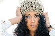  Stock Photo: Portrait of a young black woman wearing a wool cap