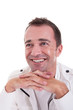 Photo: Portrait of a handsome middle-age man, with a hand on the face Portrait of a handsome middle-age man, with a hand on the face