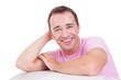 Photo: Portrait of a handsome middle-age man smiling, on white Portrait of a handsome middle-age man smiling, on white