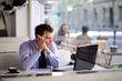 Authentic image of a pensive businessman in a coffee shop