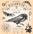 Vintage Style Halloween Hand Drawn Vector Set