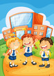 kids infront of school building