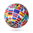 Flags globe. Europe.