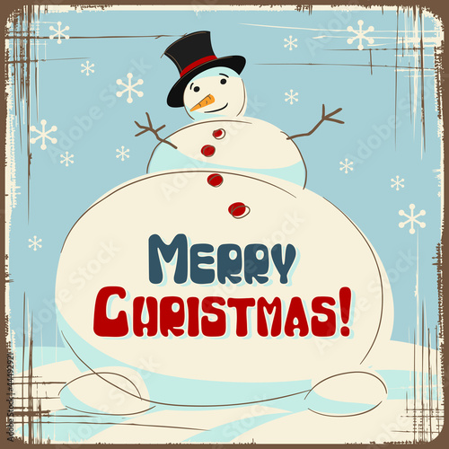 Vector: Vector Christmas background with a large snowman. Vector Christmas background with a large snowman.