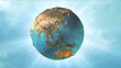 Convex globe rotation on blue sky timelapse